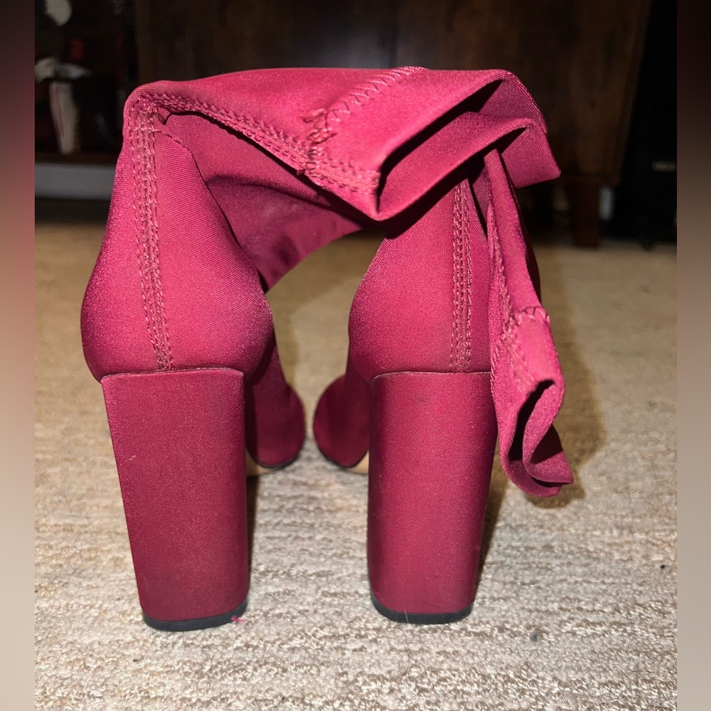 Deep red PLT booties- thick heel! Size 9US - Picture 3 of 4